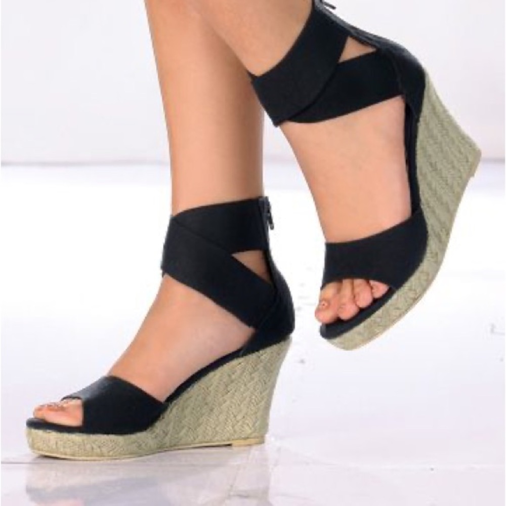 GAP | Women’s Canvas Jute Espadrilles Wedge Sandals Sz 8.5M